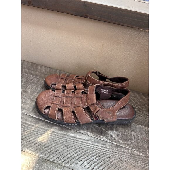 Minnetonka Sandals Womens Shoes Leather Brown Fisherman Open Toe Narrow 12 WW - Picture 1 of 5